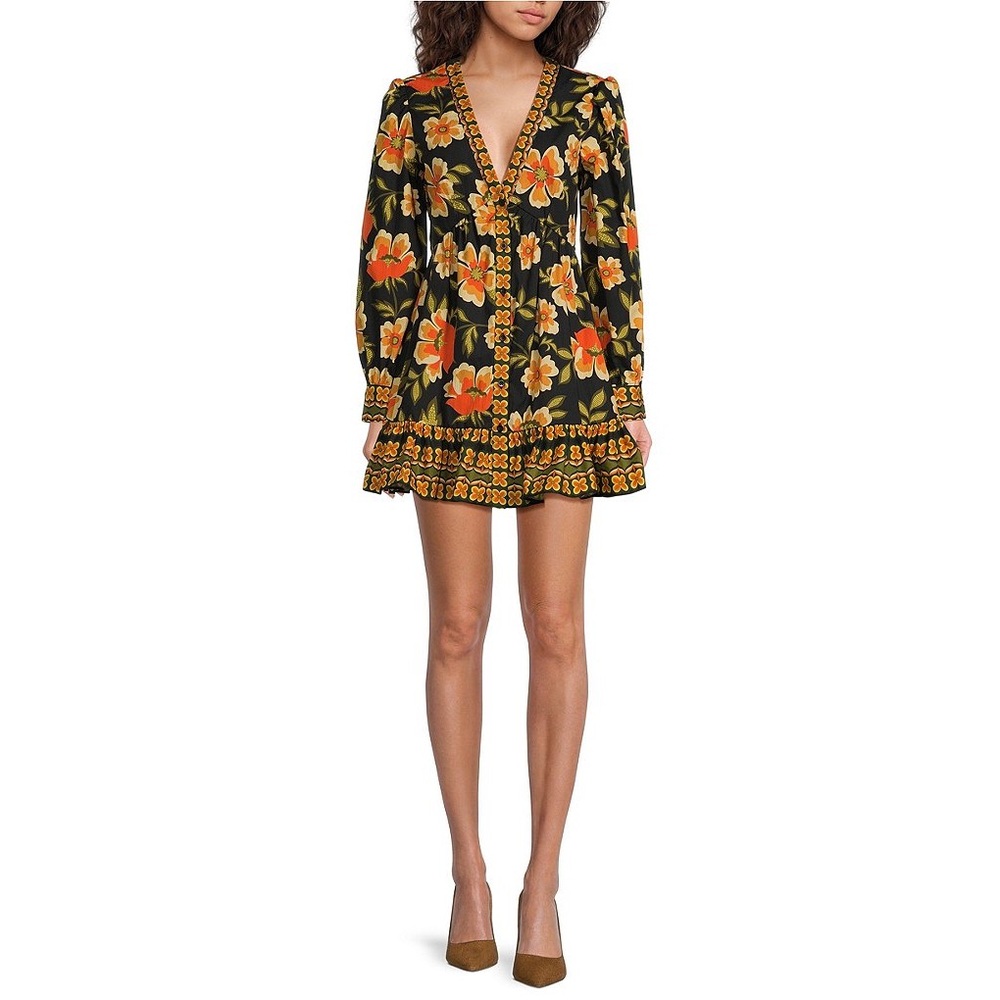 NWT Chelsea & Violet Sz XL Woven Floral Print A-Line Ruffle Flounce Mini Dress